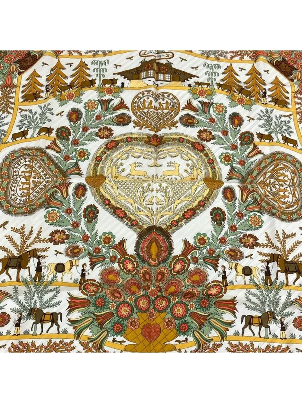 Hermes Scarf Carre Plisse White Yellow Multi D'ecoup - Picture 4 of 4
